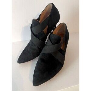Corso Como Crisscross blk soft suede pointed ankle bootie US 7.5
